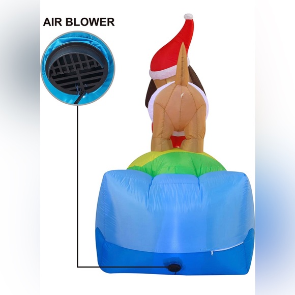 6 FT Long Christmas Inflatable Snowboarding Weiner Dog with LEDs Lawn BlowUp NEW - Picture 4 of 7